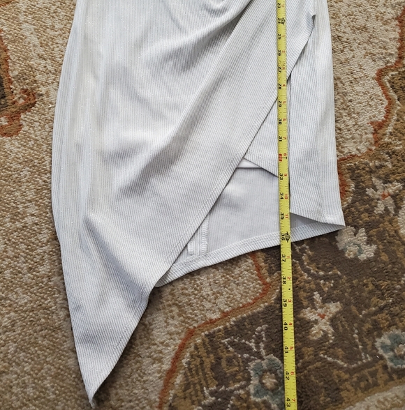 I.N. SAN FRANCISCO Vtg Surplice Faux Wrap Glitter Stripes Ruched Asymmetric 9 - Picture 11 of 13